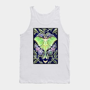 Luna Moth and Flowers - Black Outlined Version Tank Top